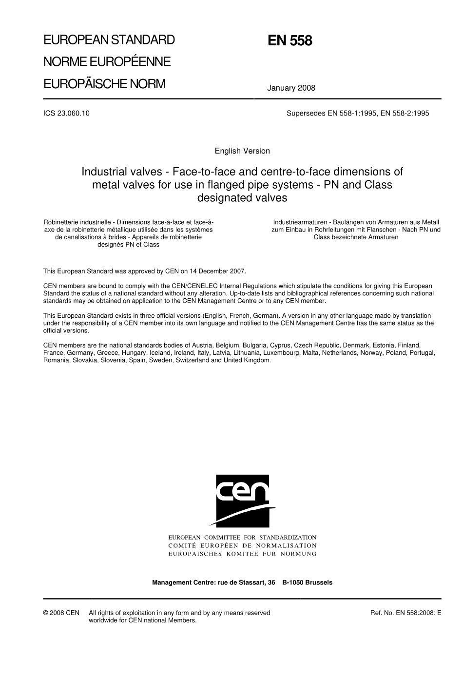 [www.staffempire.com]-BS EN 558-2008 Industrial valves. Face-to-face and centre-to-face dimensions of metal valves for use in flanged pipe systems.pdf_第3页