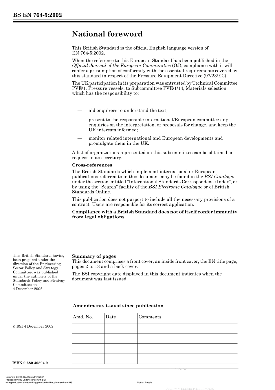 [www.staffempire.com]-BS EN 764-5-2002 Pressure Equipment — Part 5 Compliance and Inspection Documentation of Materials.pdf_第2页