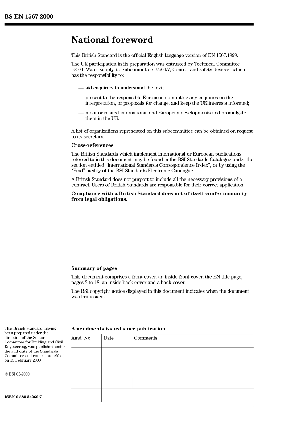 [www.staffempire.com]-BS EN 1567-2000 Building valves. Water pressure reducing valves and combination water reducing valves. Requirements and tests.pdf_第2页