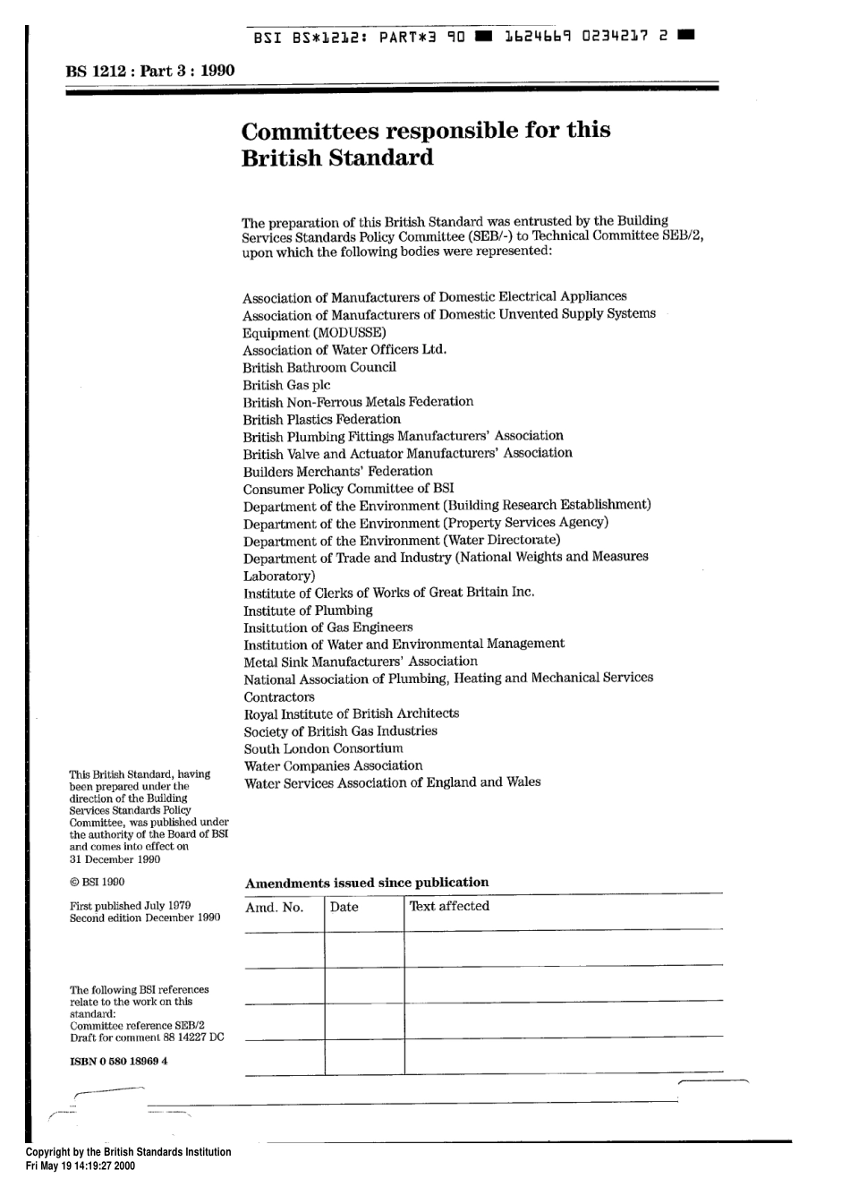 [www.staffempire.com]-BS 1212-3-1990 Float operated valves. part 3 Specification for diaphragm type float operated valves (plastics bodied) for coldwater services only.pdf_第2页
