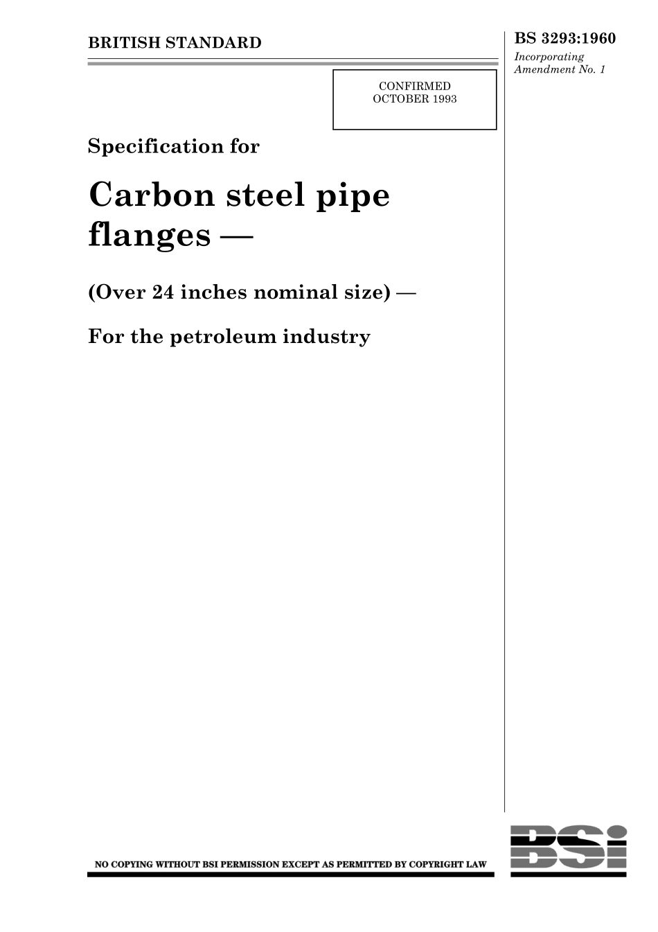 [www.staffempire.com]-BS 3293-1960 石油工业用碳素钢管法兰(公称尺寸24英寸以上)规范.pdf_第1页