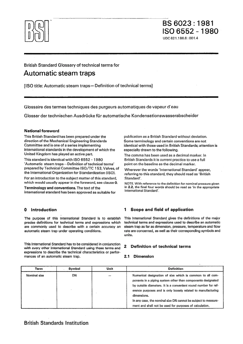 [www.staffempire.com]-BS 6023-1981 Glossary of technical terms for automatic steam traps.pdf_第1页