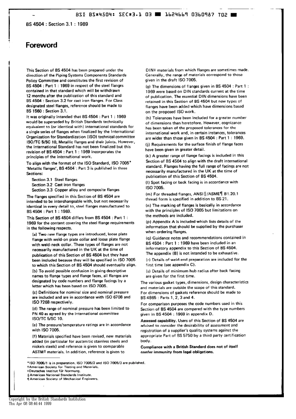 [www.staffempire.com]-BS 4504-3.1-1989 管道 阀门 管件用圆法兰 第1节 钢法兰技术条件.pdf_第2页