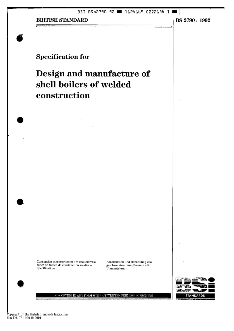 [www.staffempire.com]-BS 2790-1992 焊接结构的壳式锅炉的设计和制造规范.pdf_第1页