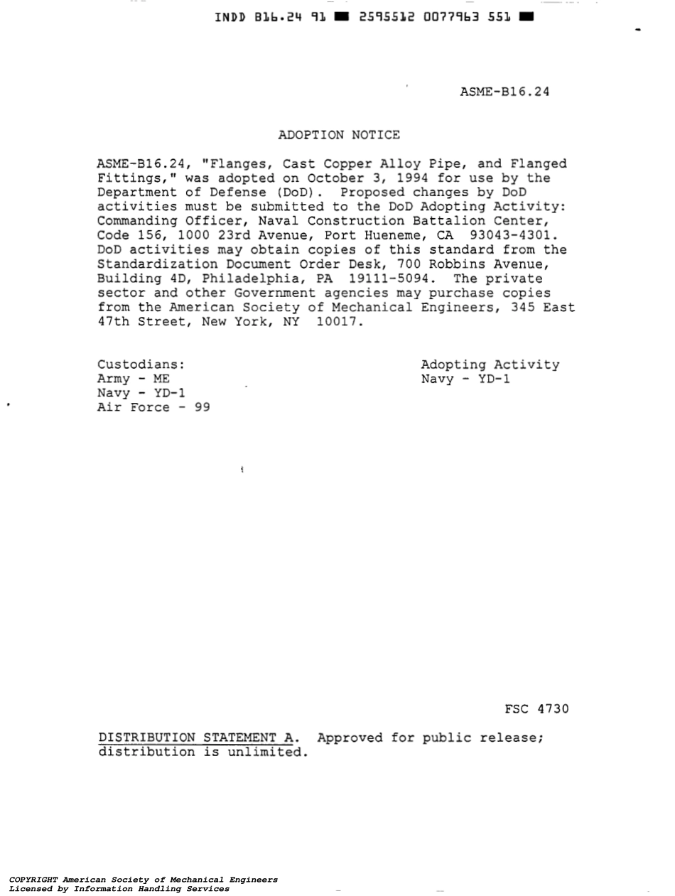 [www.staffempire.com]-ASME B16.24-1991 铸铁管道法兰和带法兰管件 Cast Copper Alloy Pipe Flanges and Flanged Fittings Class 150, 300,400,600,900,1500, and 2500.pdf_第1页