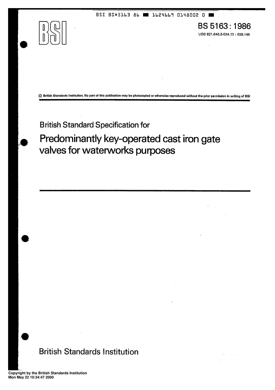 [www.staffempire.com]-BS 5163-1986 专用扳把操作的供水用铸铁闸阀.pdf_第1页