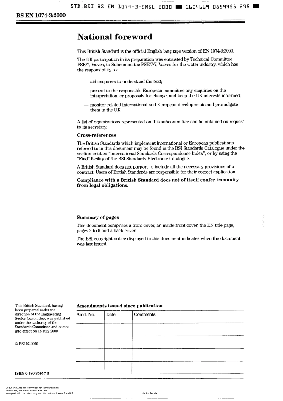 [www.staffempire.com]-BS EN 1074-3-2000 Valves for water supply - Fitness for purpose requirements and appropriate verification tests - Part 3 Check valves.pdf_第2页