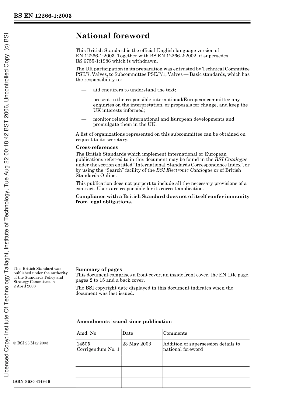 [www.staffempire.com]-BS EN 12266-1-2003 Industrial valves. Testing of valves. Pressure tests, test procedures and acceptance criteria. Mandatory requirements.pdf_第2页