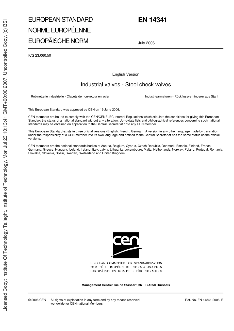 [www.staffempire.com]-BS EN 14341-2006工业阀门 止回阀Industrial valves - Steel check valves.pdf_第3页