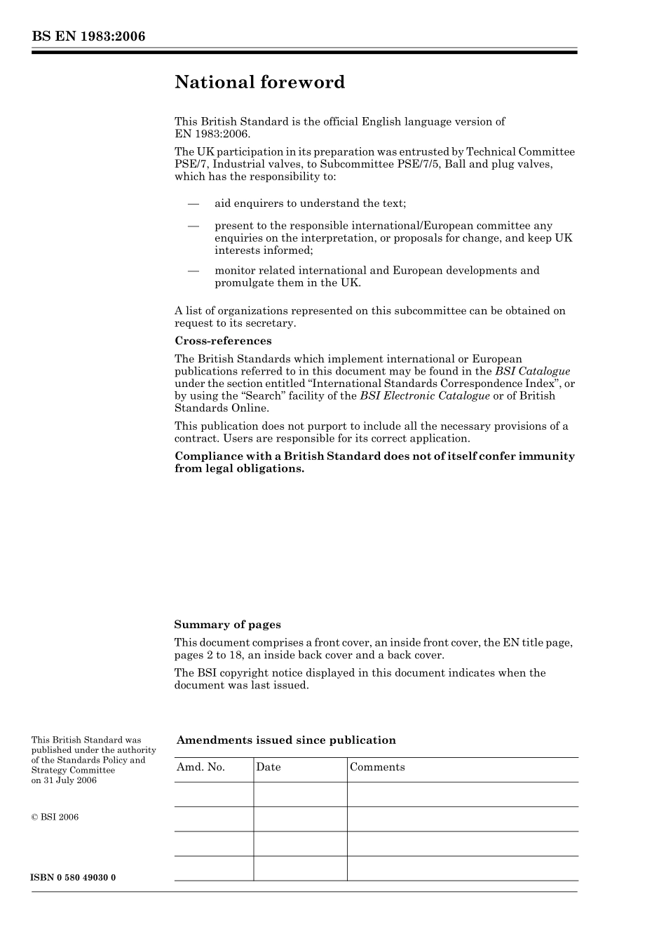 [www.staffempire.com]-BS EN 1983-2006 工业用阀 -钢制球阀 Industrial valves, steel ball valve.pdf_第2页