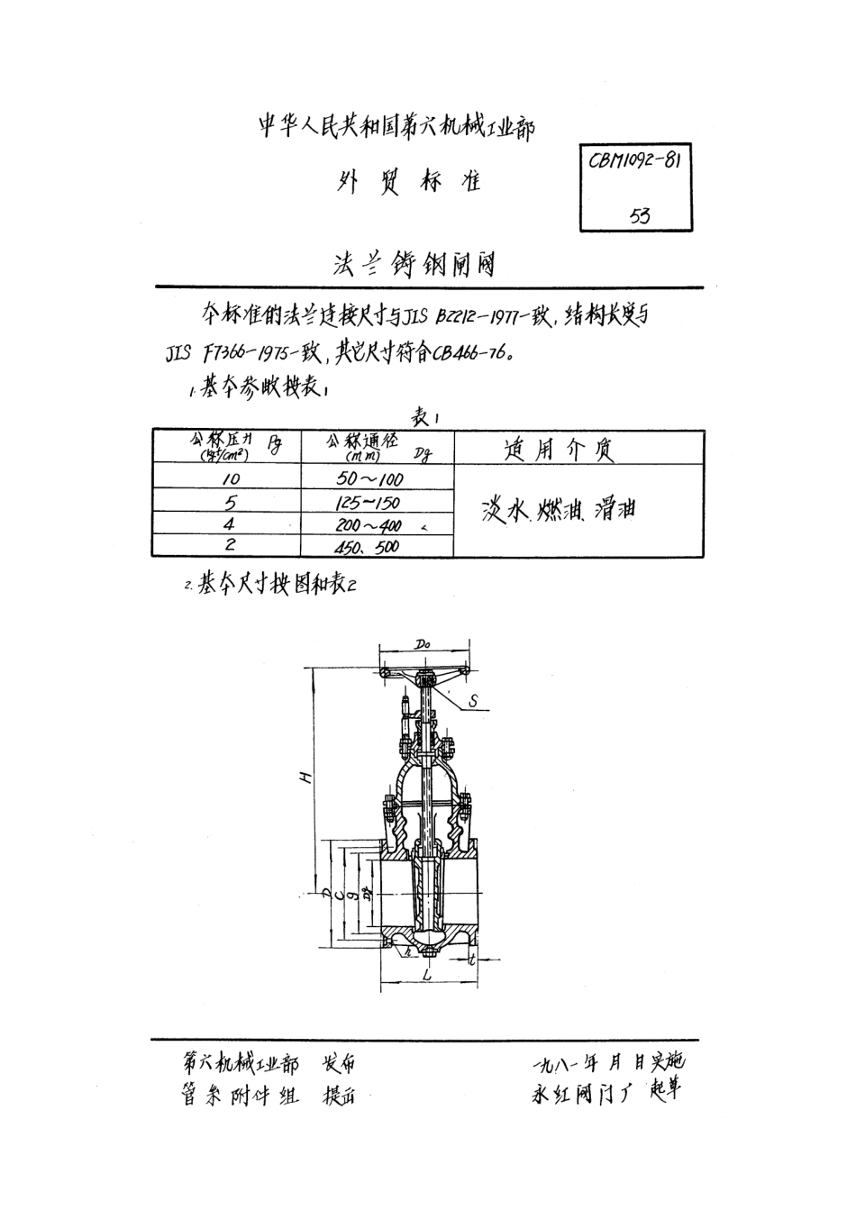 [www.staffempire.com]-CBM 1092-1981 法兰铸钢闸阀.pdf_第1页
