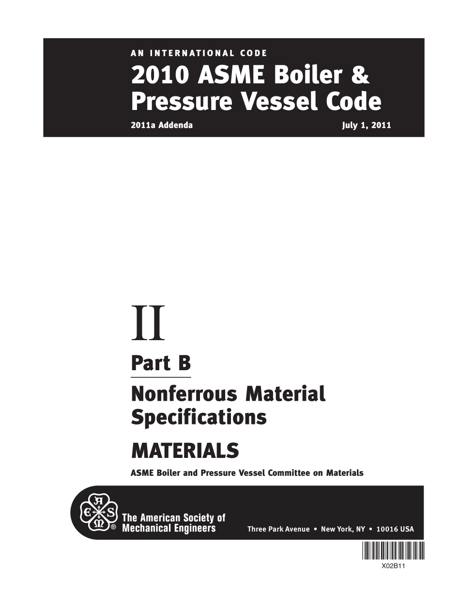[www.staffempire.com]-2010 ASME Boiler&Pressure Vessel Code 2011a Addenda II Part B Nonferrous Material Specifications.pdf_第1页