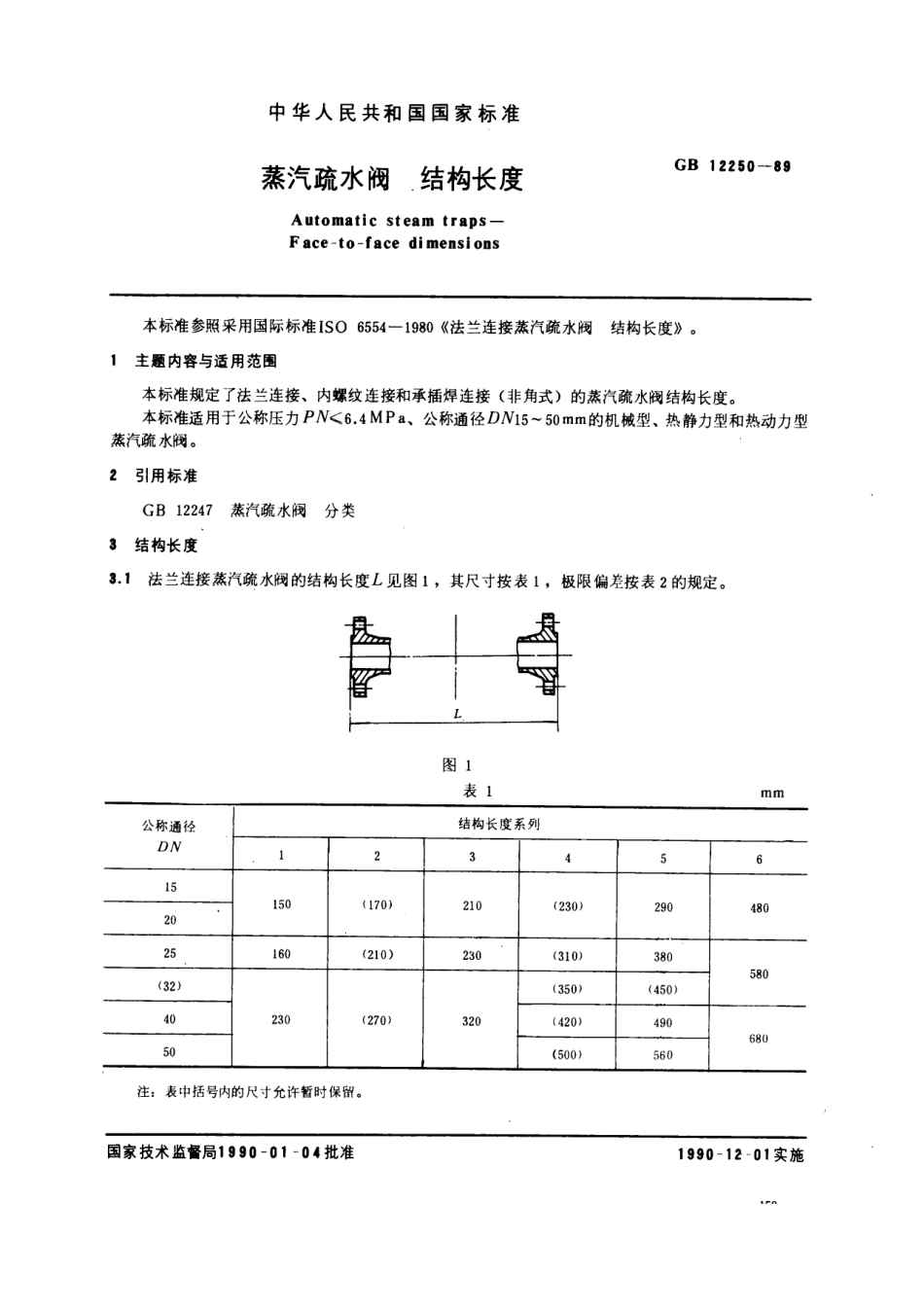 [www.staffempire.com]-GBT 12250-1989 蒸汽疏水阀 结构长度.pdf_第1页