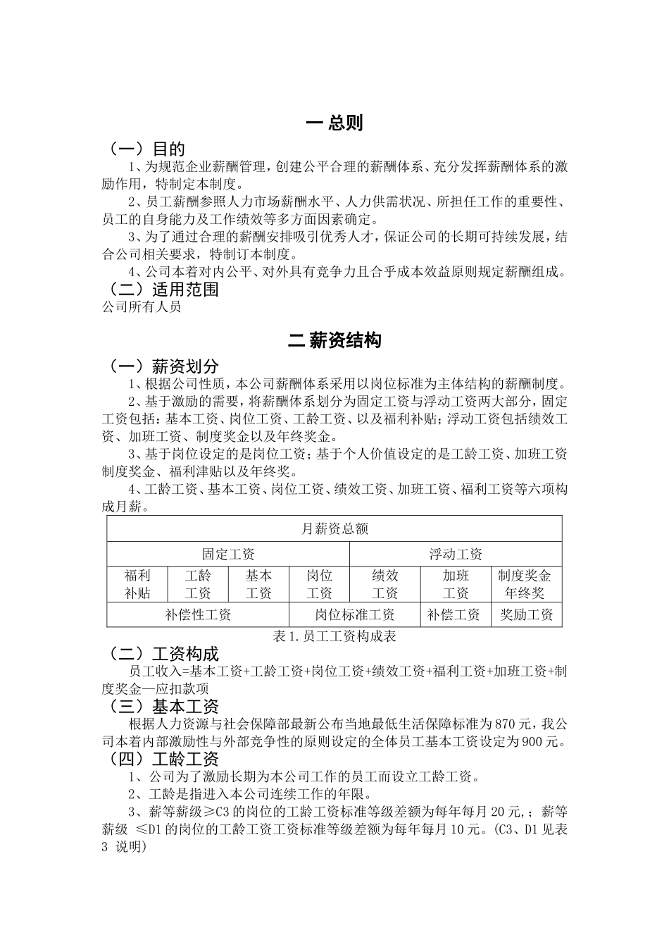 【新增】-001 -(完整版)生产型企业薪酬管理制度.doc_第2页