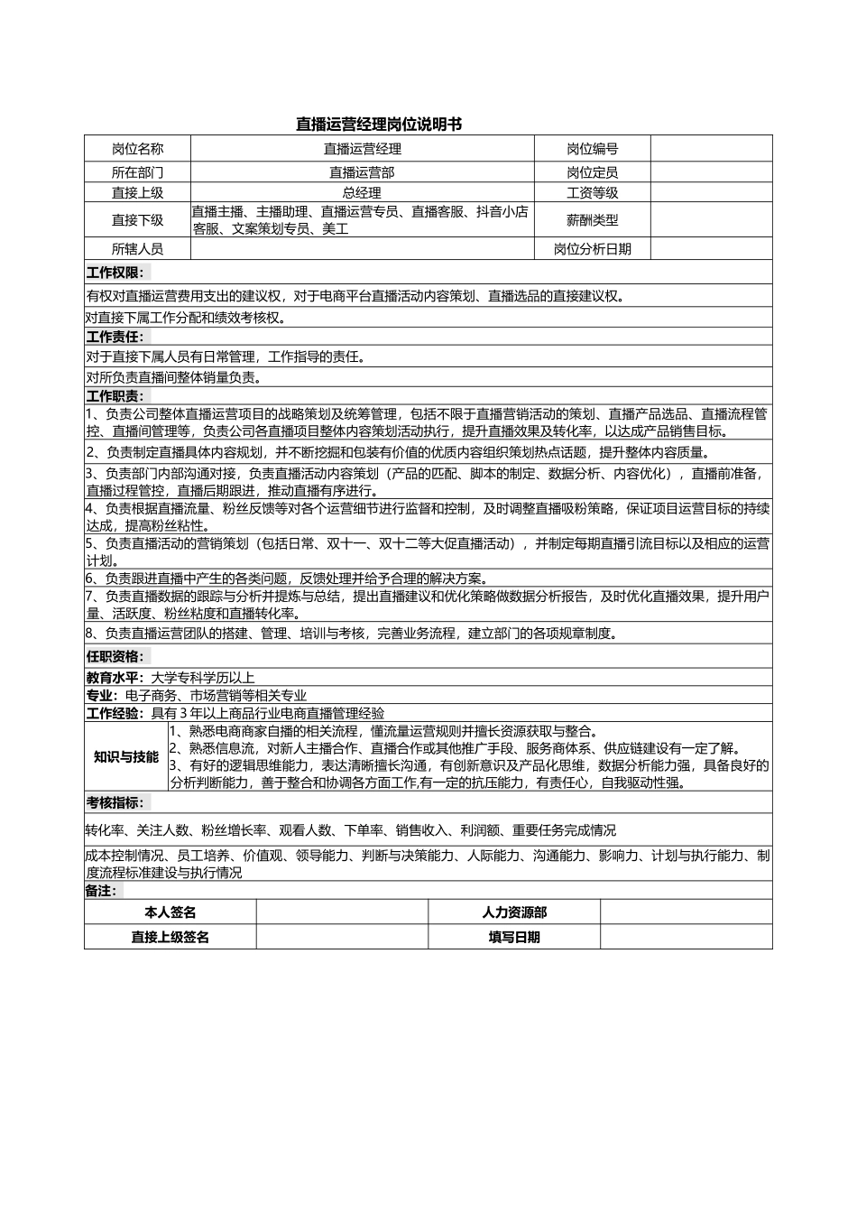 07-01直播运营经理岗位说明书.docx_第1页