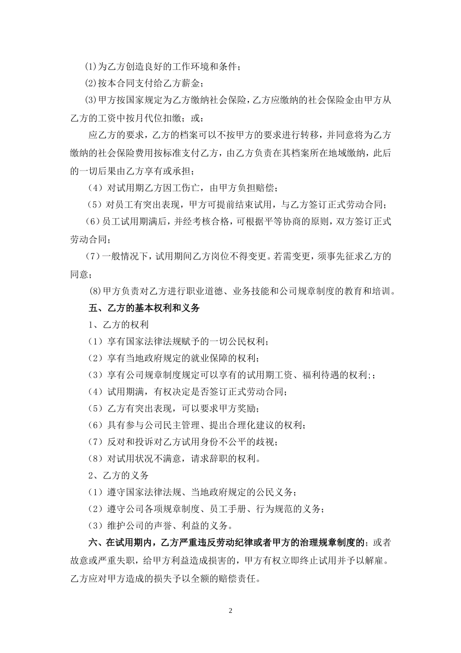 08-试用期员工劳动合同.doc_第2页