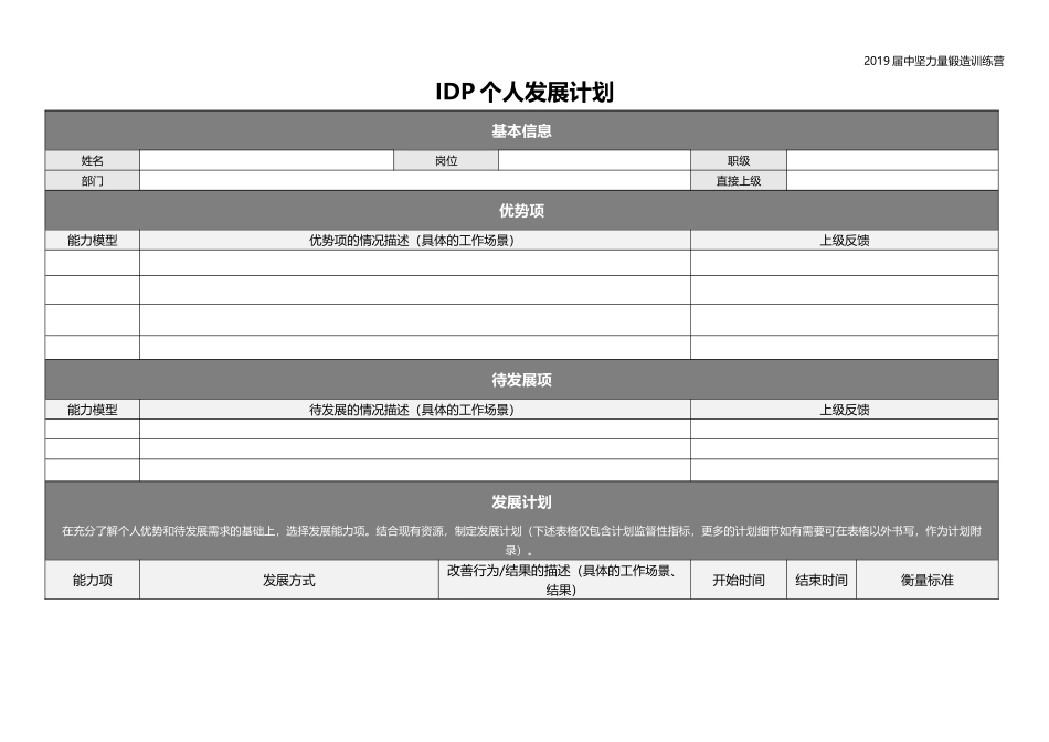 【表格】个人发展计划（IDP）4.docx_第1页