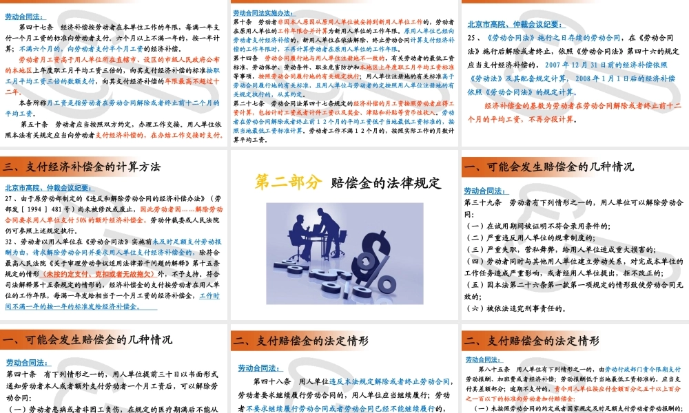 解除劳动合同的经济补偿金与赔偿金风险控制.ppt