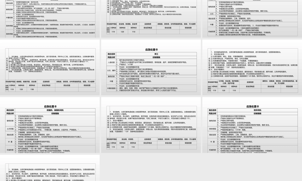 施工类各岗位应急处置卡.pptx