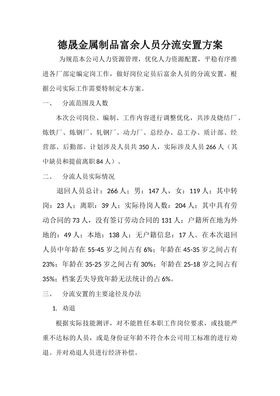 裁员后人员安置方案.docx_第1页