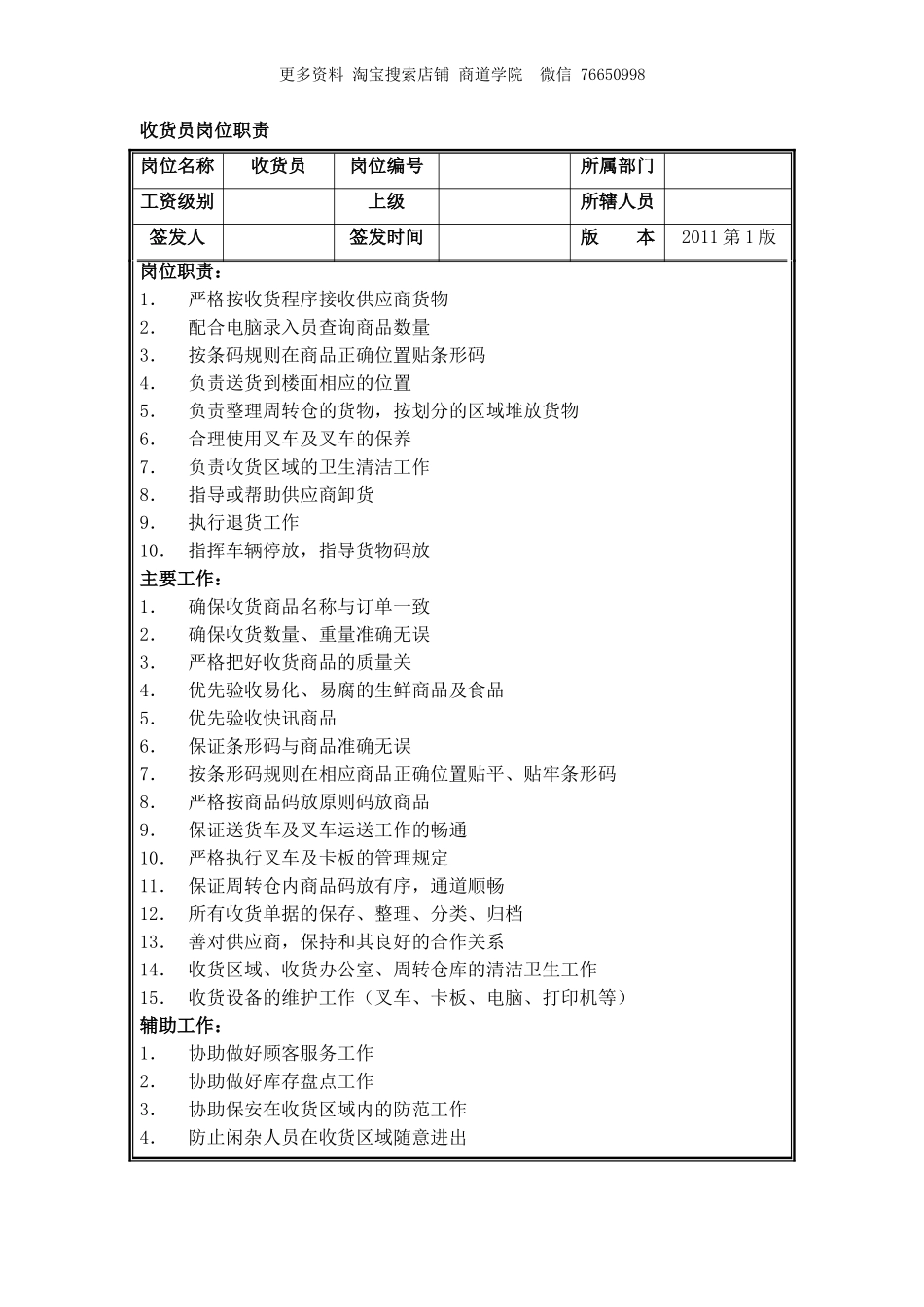 XX超市员工岗位职责手册.doc_第3页