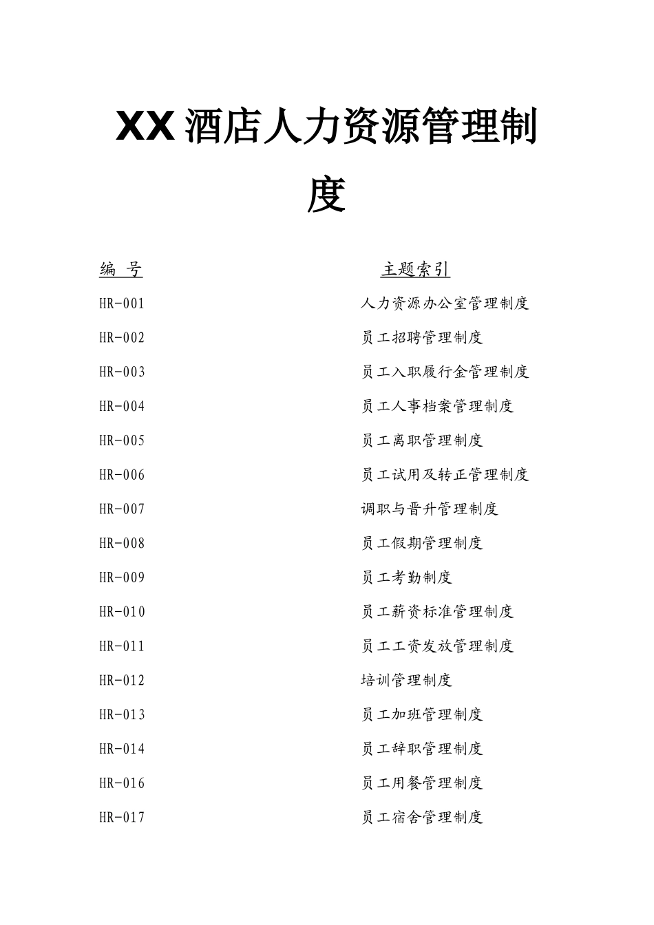 XX酒店人力资源部管理制度.docx_第1页