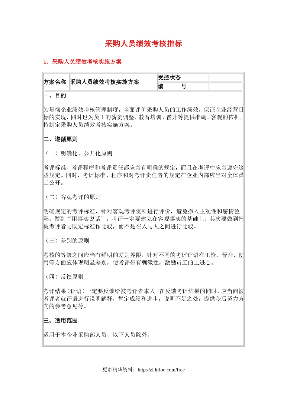 采购部——绩效考核指标.doc_第1页