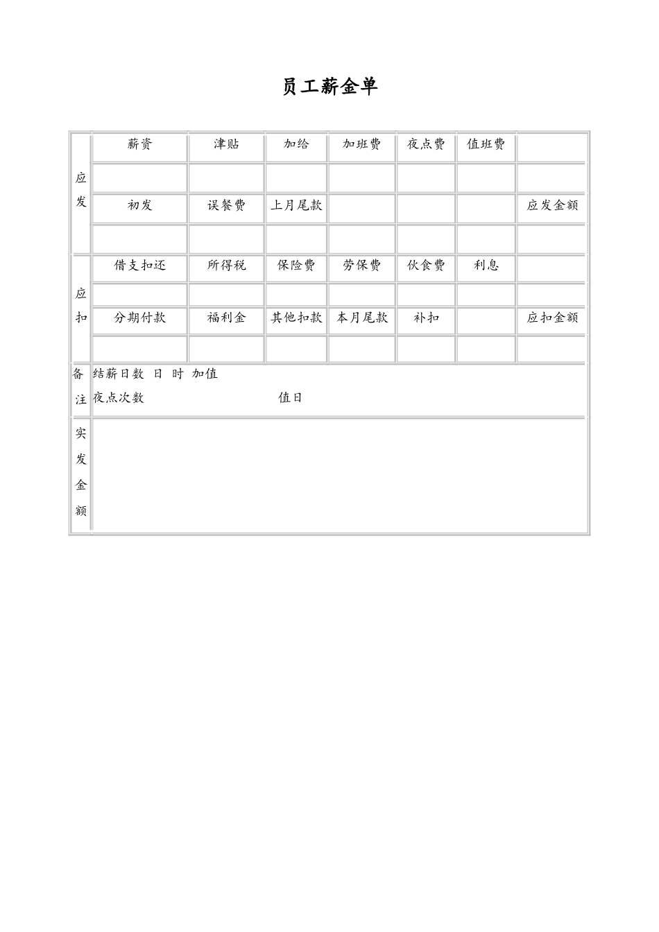 40-【通用】员工薪金单.doc_第1页
