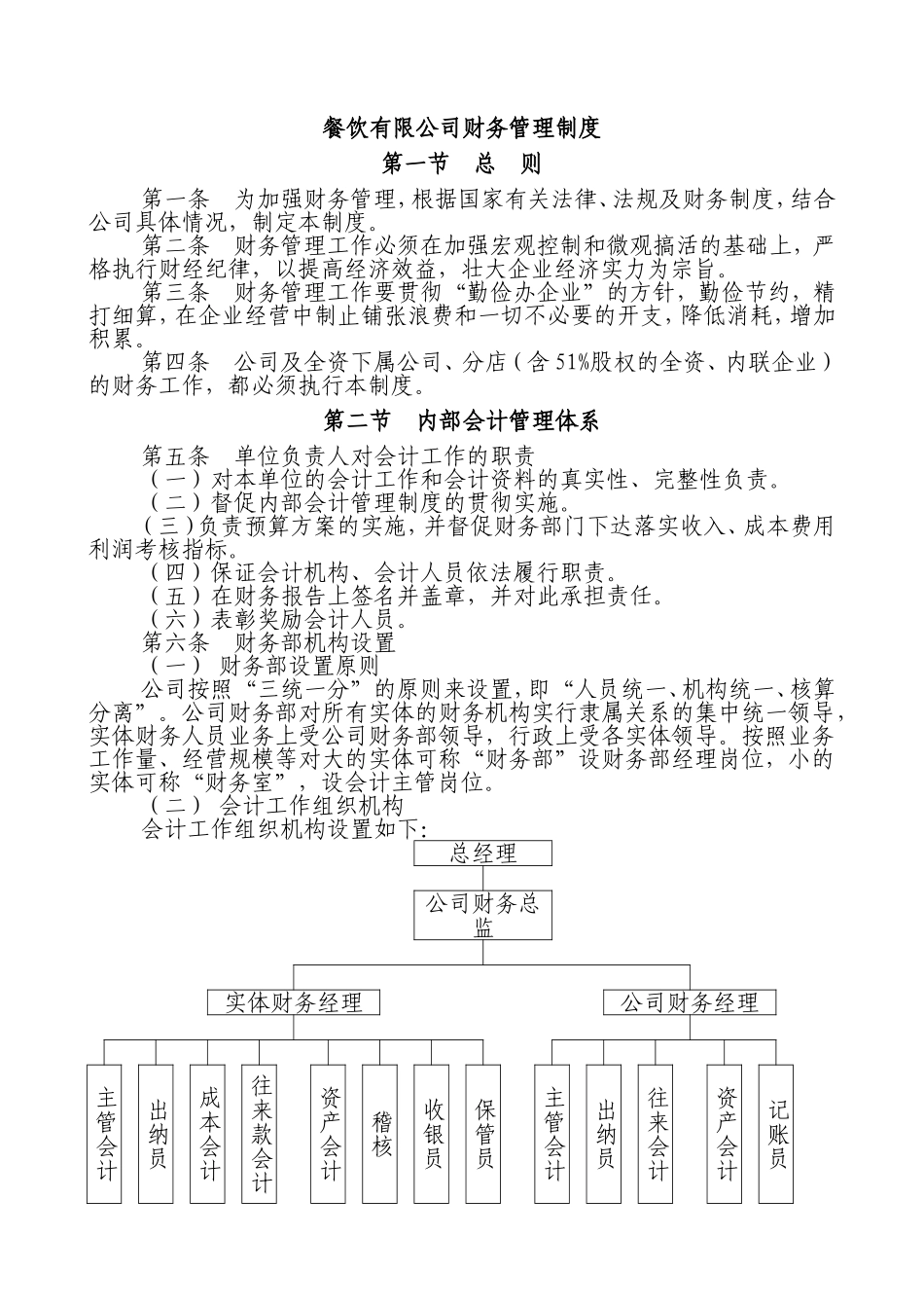 65 -【行业案例】-餐饮有限公司财务管理制度.doc_第1页