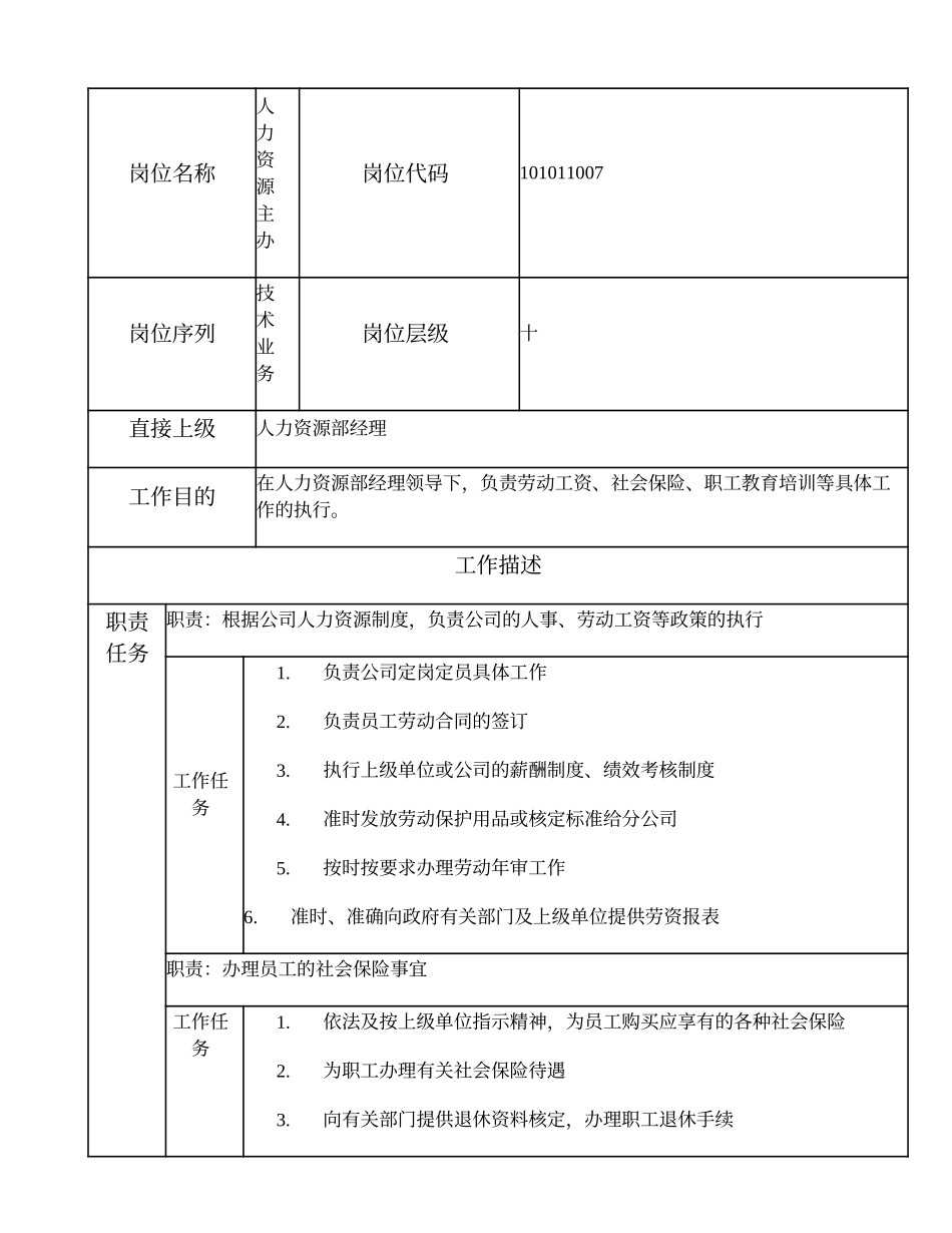 101011007 人力资源主办.doc_第1页