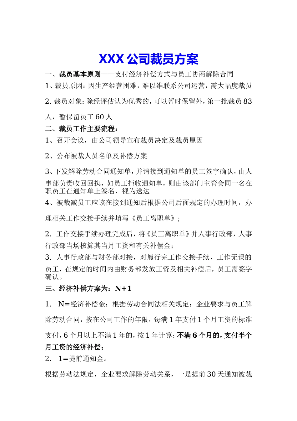 公司裁员方案模板.doc_第1页