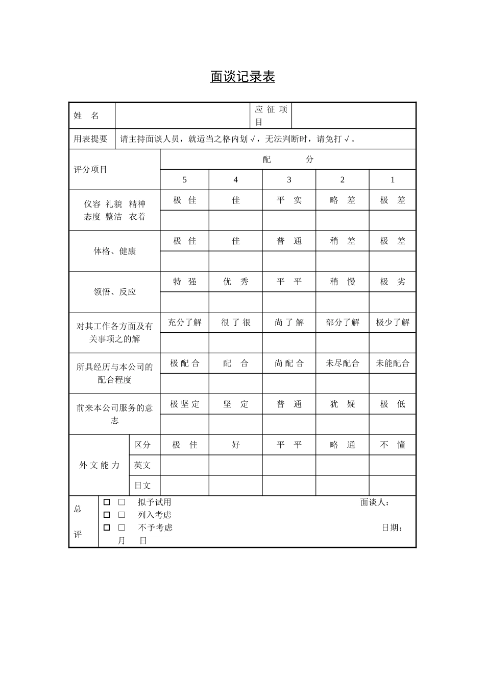 面谈记录表 (3).doc_第1页
