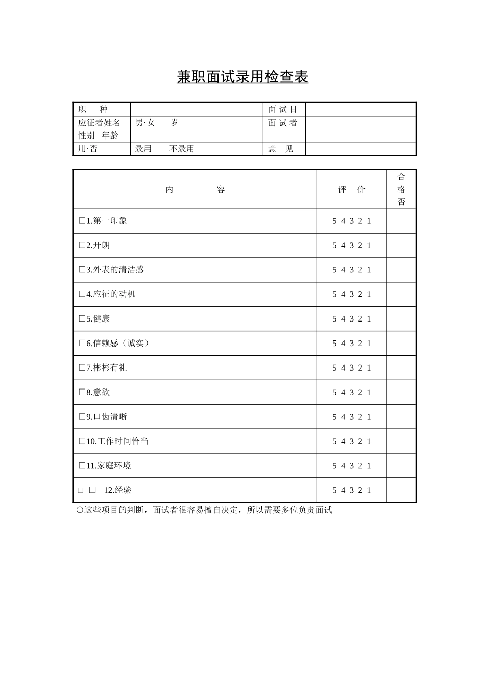 兼职面试录用检查表.doc_第1页