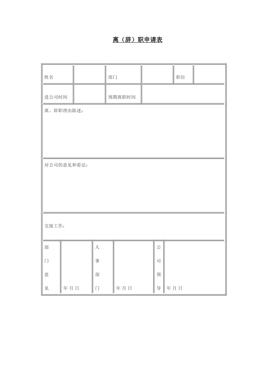 离（辞）职申请表.doc_第1页