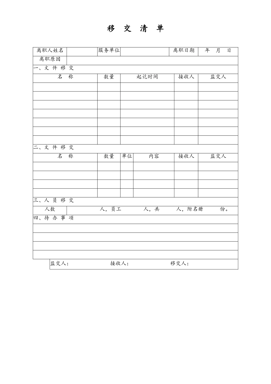 离职移交清单.doc_第1页