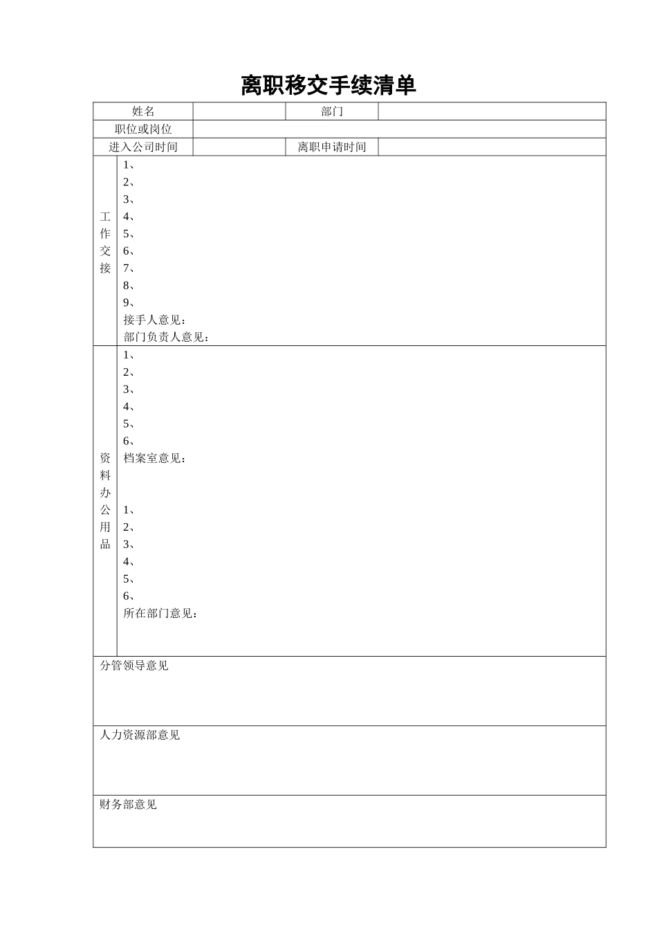 离职交接清单1.doc_第1页