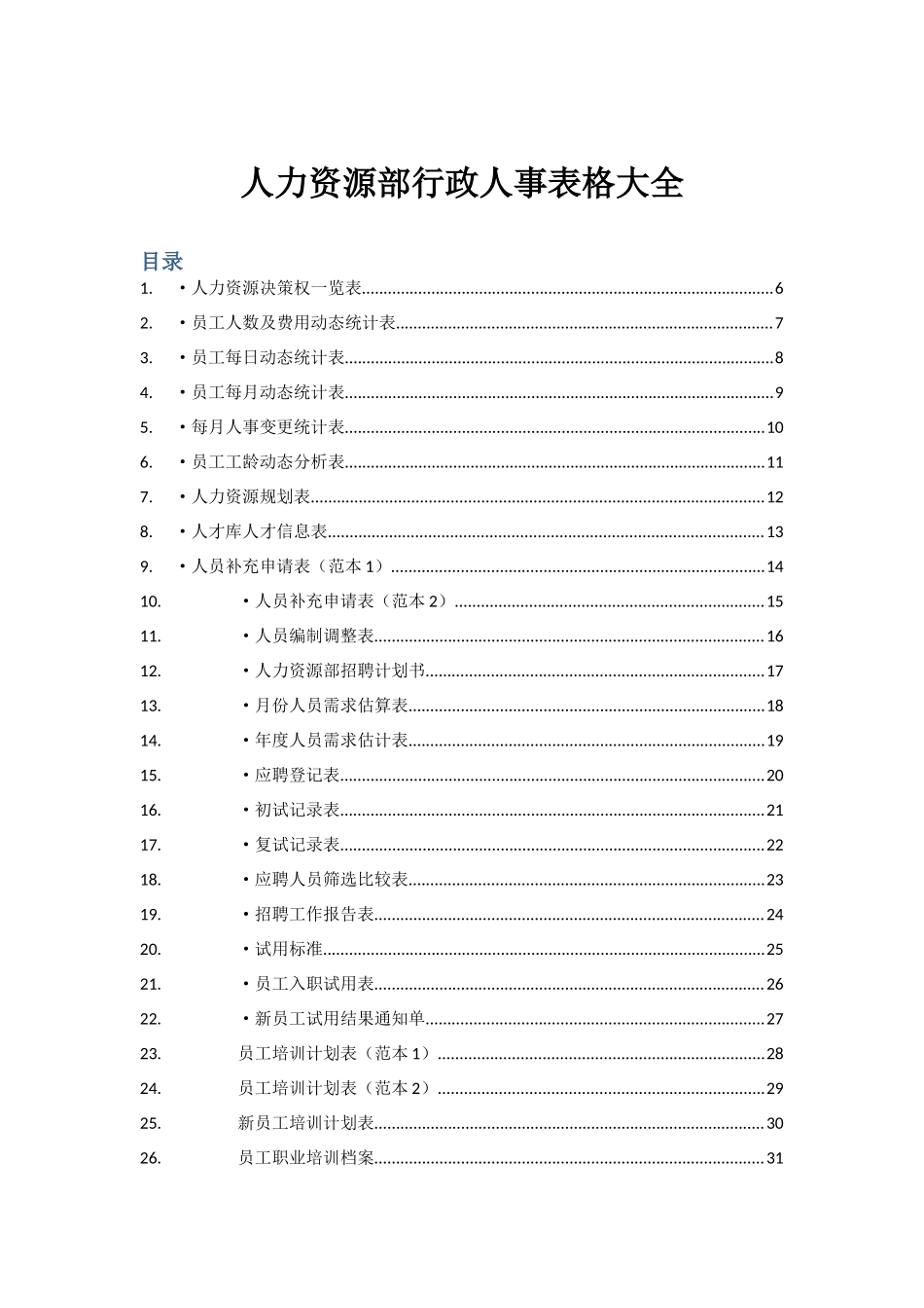 【人力资源SOP】人力资源部行政人事表格大全(125页).doc_第1页