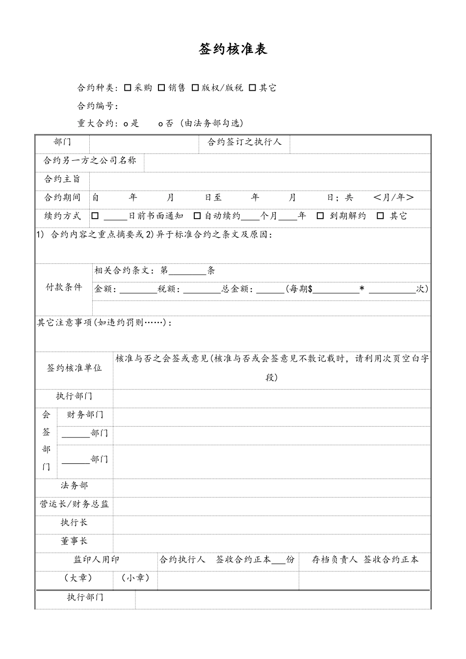 签约核准表 (2).doc_第1页