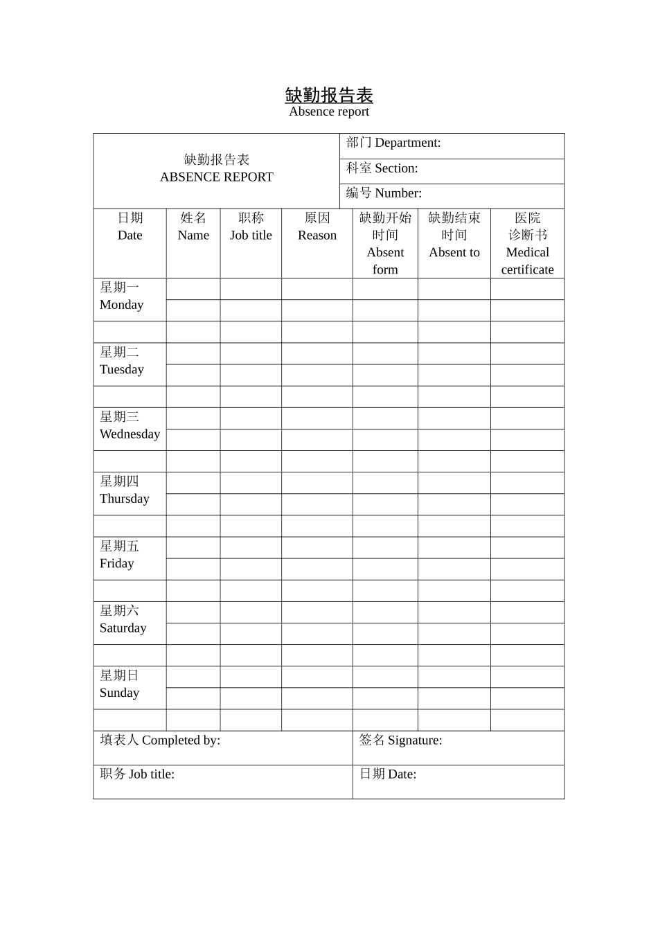 缺勤报告表.doc_第1页
