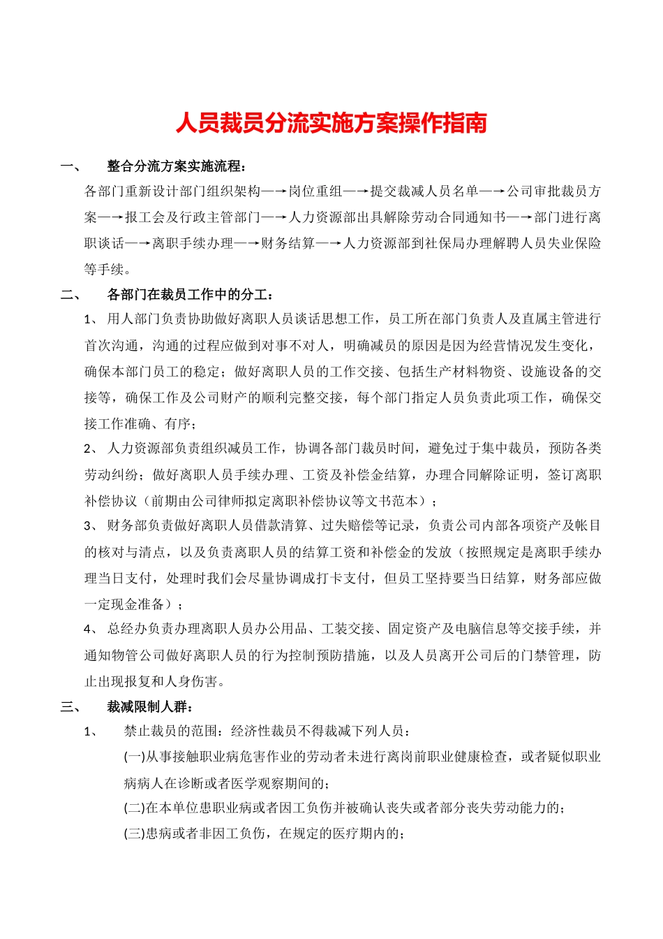 人员裁员分流实施方案操作指南.docx_第1页