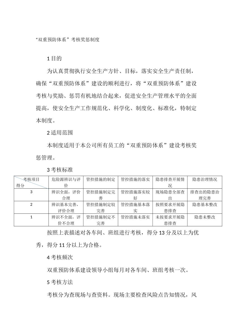 双重预防体系考核奖惩制度.docx_第1页