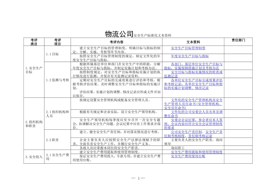 物流企业安全标准化考评标准.doc_第1页