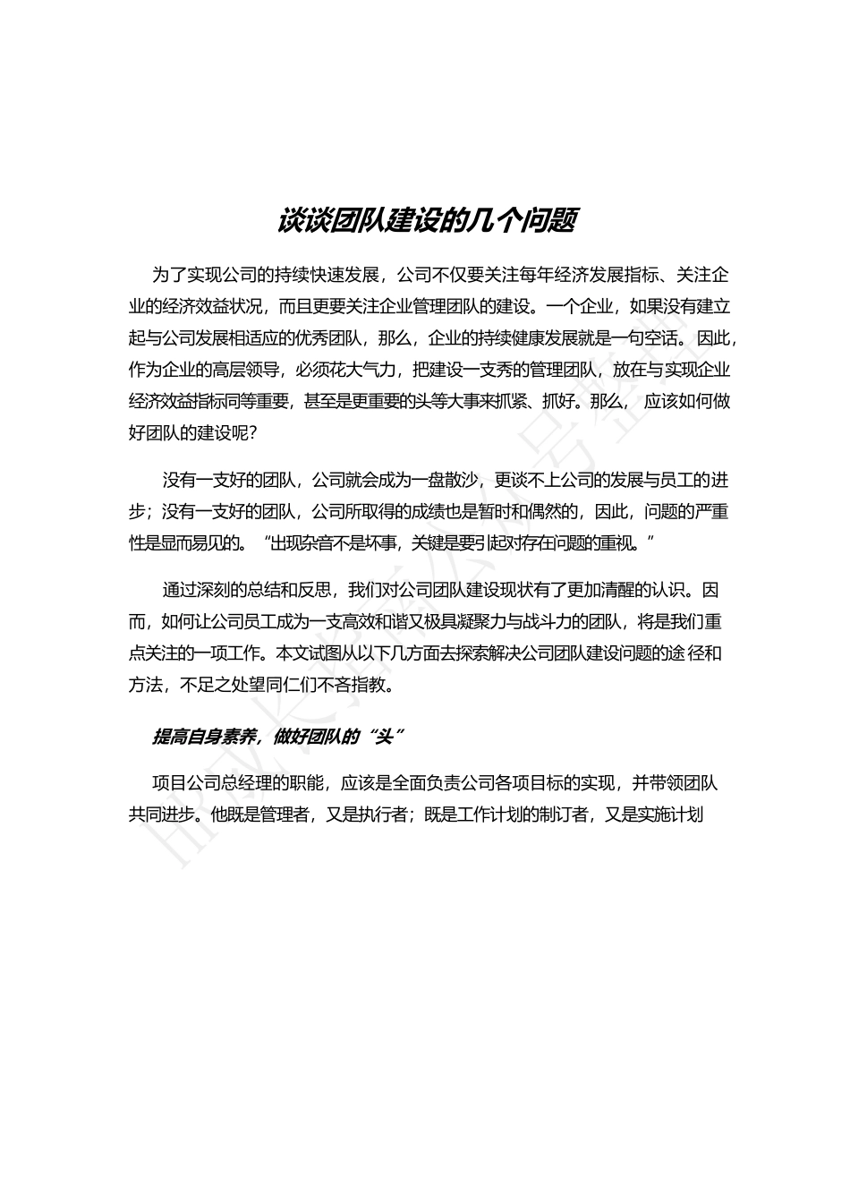 谈谈团队建设的几个问题.docx_第1页
