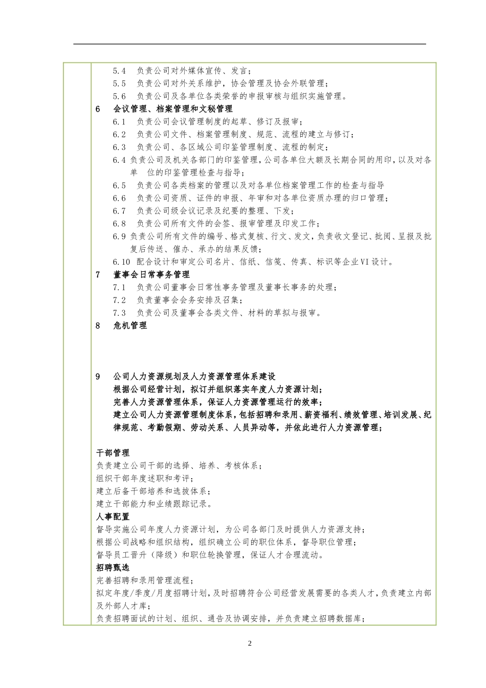 物流公司部门设置及职责说明书模板.doc_第2页