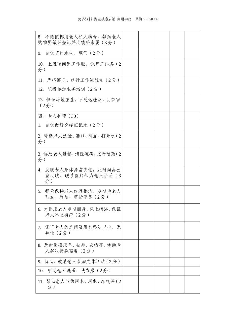 养老护理员考核评分表.doc_第2页