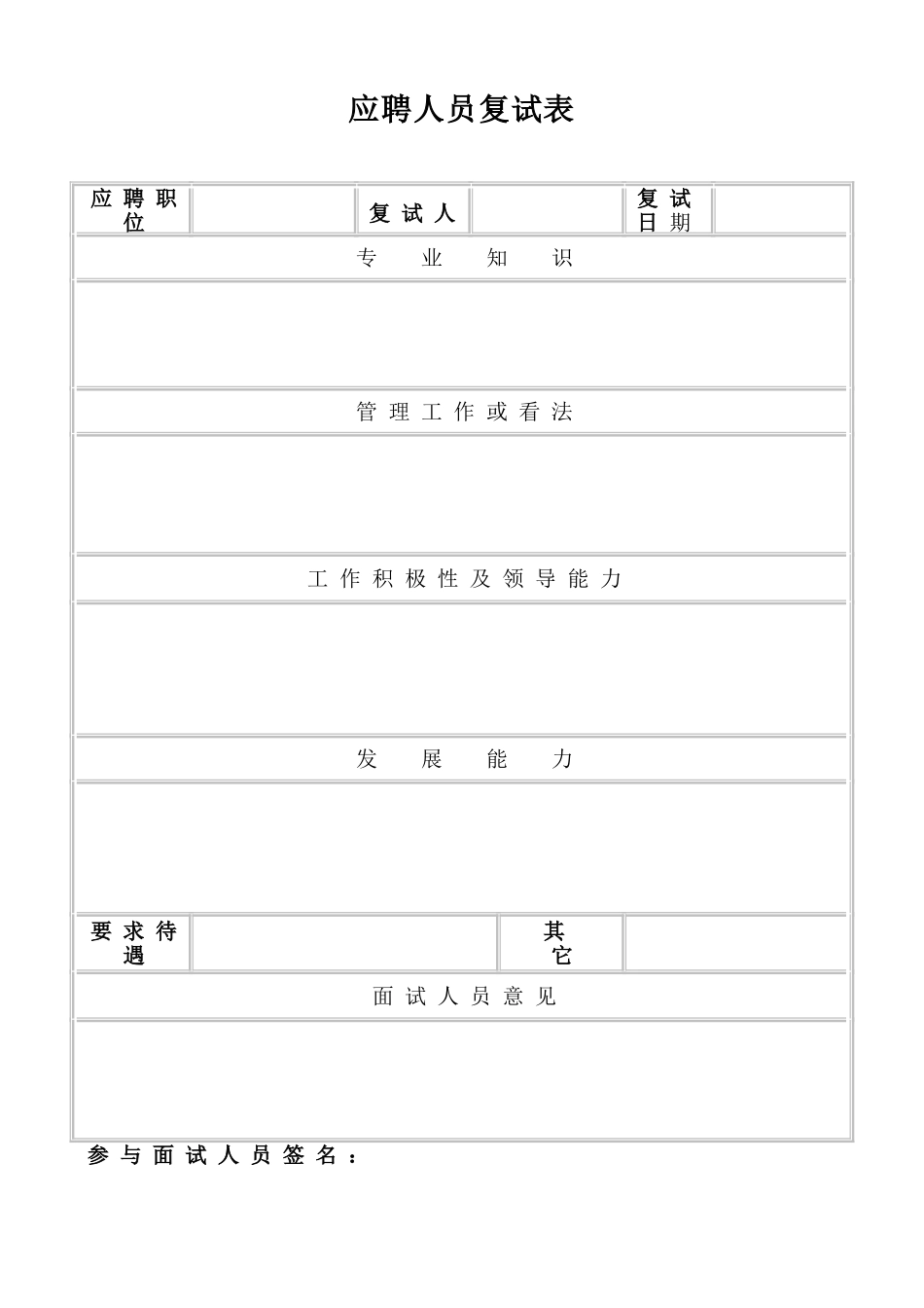 应聘人员复试表.doc_第1页