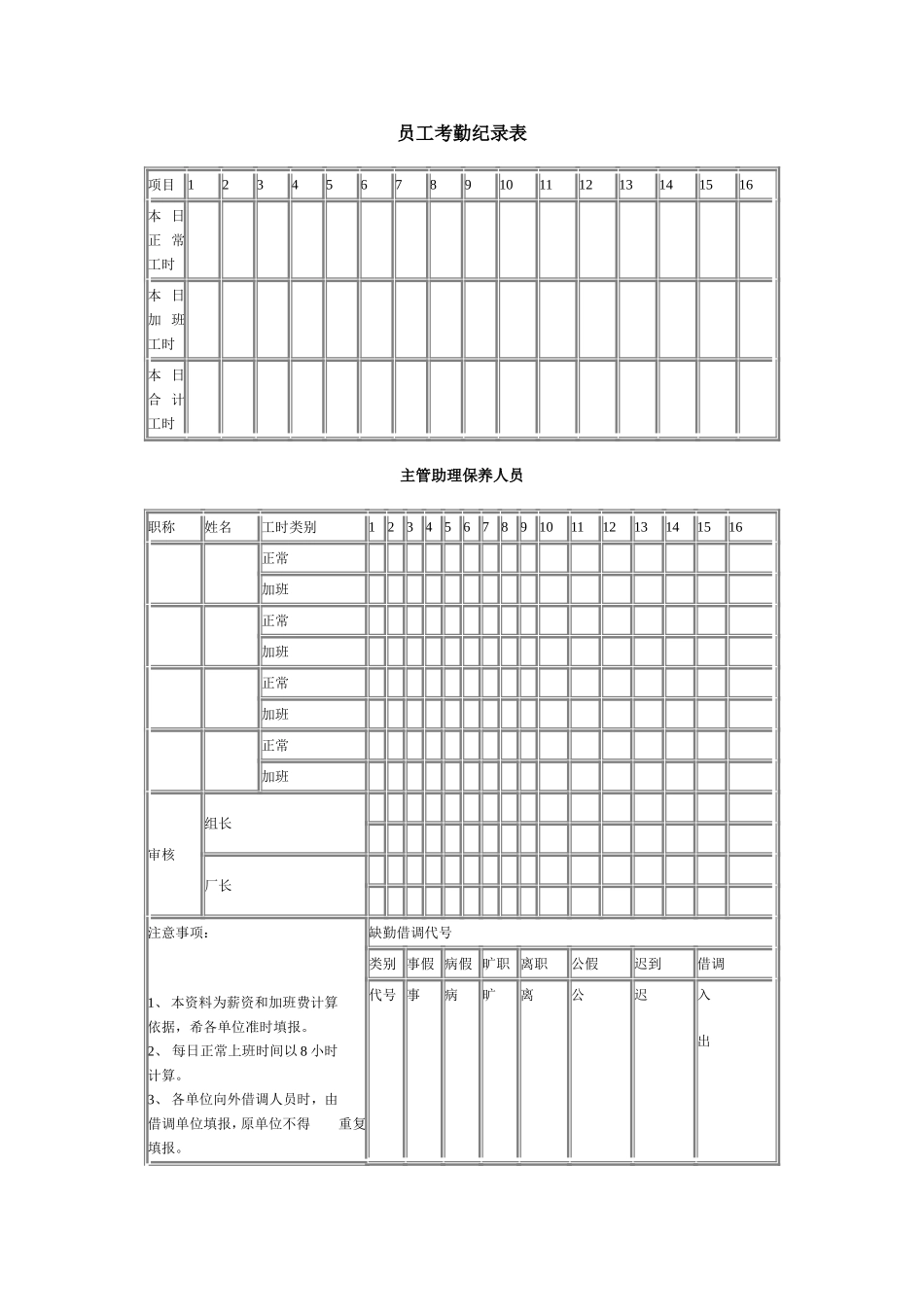 员工考勤纪录表.doc_第1页