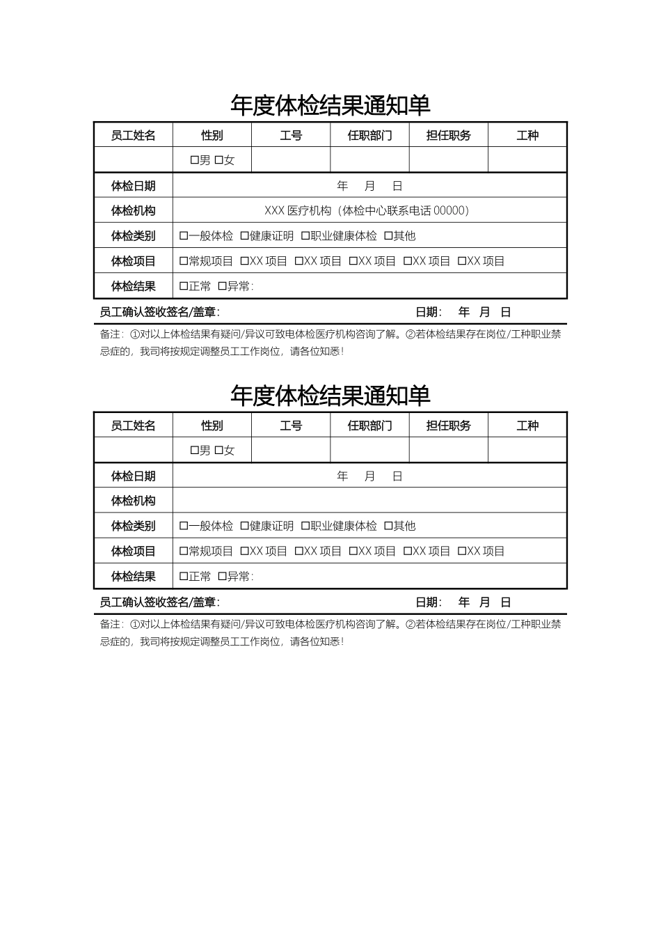 员工年度体检结果通知.docx_第1页