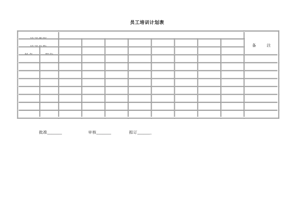 员工培训计划表 (5).doc_第1页