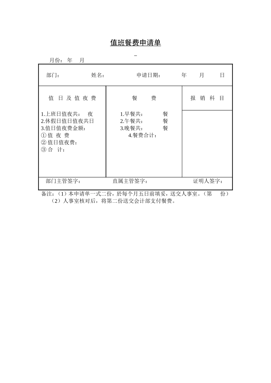 值班餐费申请单.doc_第1页